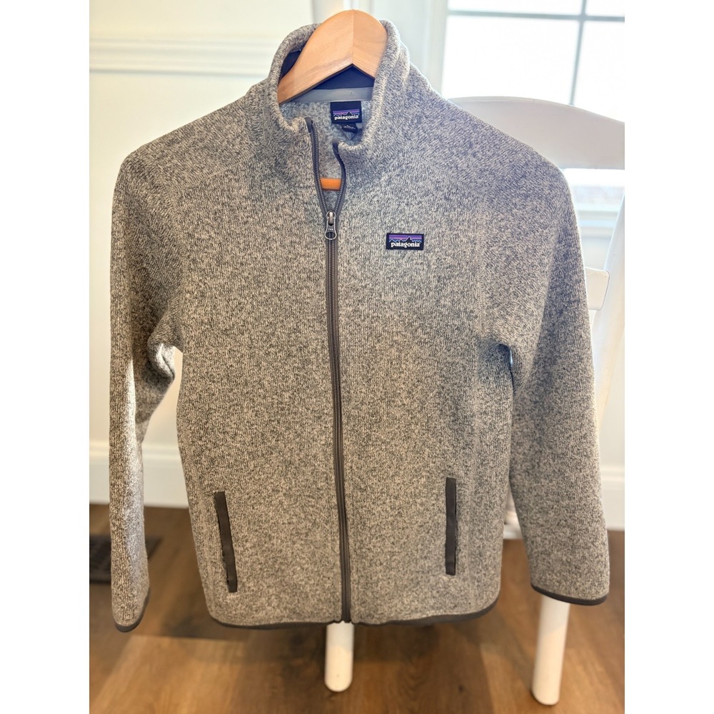 Patagonia Better Sweater Jacket Kids Large 12 Gray Full Zip‎ Fleece Worn Wear